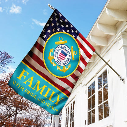US Coast Guard Flag, Family With Pride And Honor Us Coast Guard Flag, Coastal American Flag, Veteran Day Gift