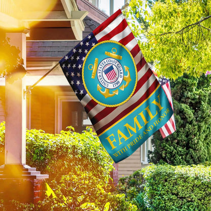 US Coast Guard Flag, Family With Pride And Honor Us Coast Guard Flag, Coastal American Flag, Veteran Day Gift