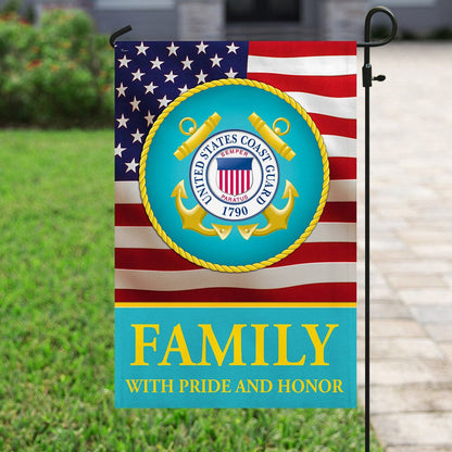 US Coast Guard Flag, Family With Pride And Honor Us Coast Guard Flag, Coastal American Flag, Veteran Day Gift