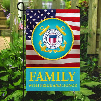 US Coast Guard Flag, Family With Pride And Honor Us Coast Guard Flag, Coastal American Flag, Veteran Day Gift