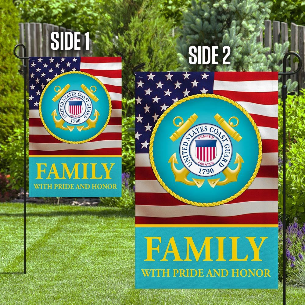 US Coast Guard Flag, Family With Pride And Honor Us Coast Guard Flag, Coastal American Flag, Veteran Day Gift