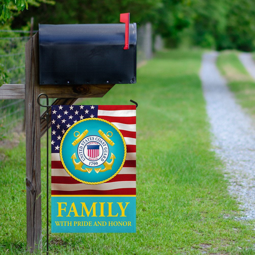 US Coast Guard Flag, Family With Pride And Honor Us Coast Guard Flag, Coastal American Flag, Veteran Day Gift