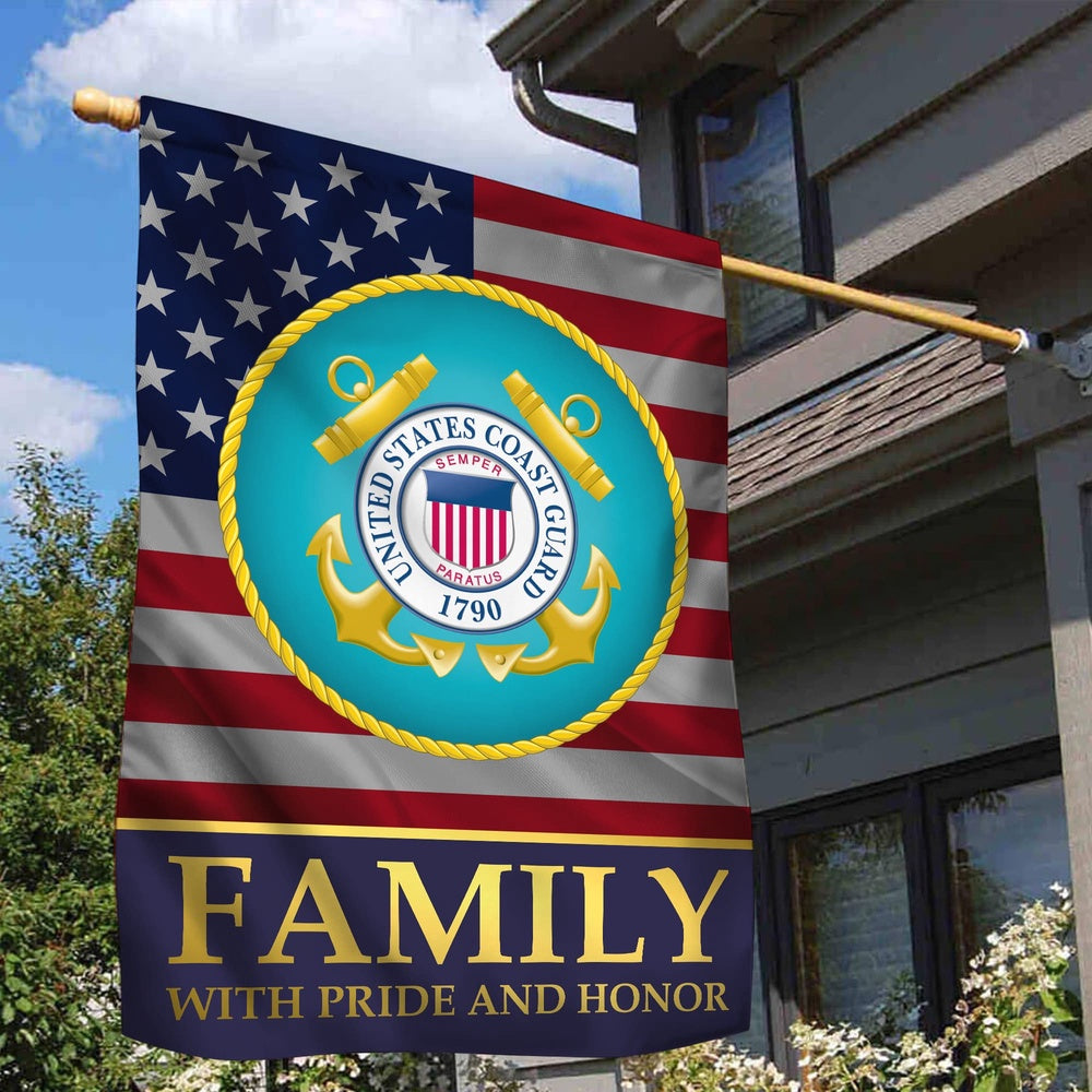 US Coast Guard Flag, Uscg Garden Flag, Coast Guard Family With Pride And Honor, Coastal American Flag, Veteran Day Gift