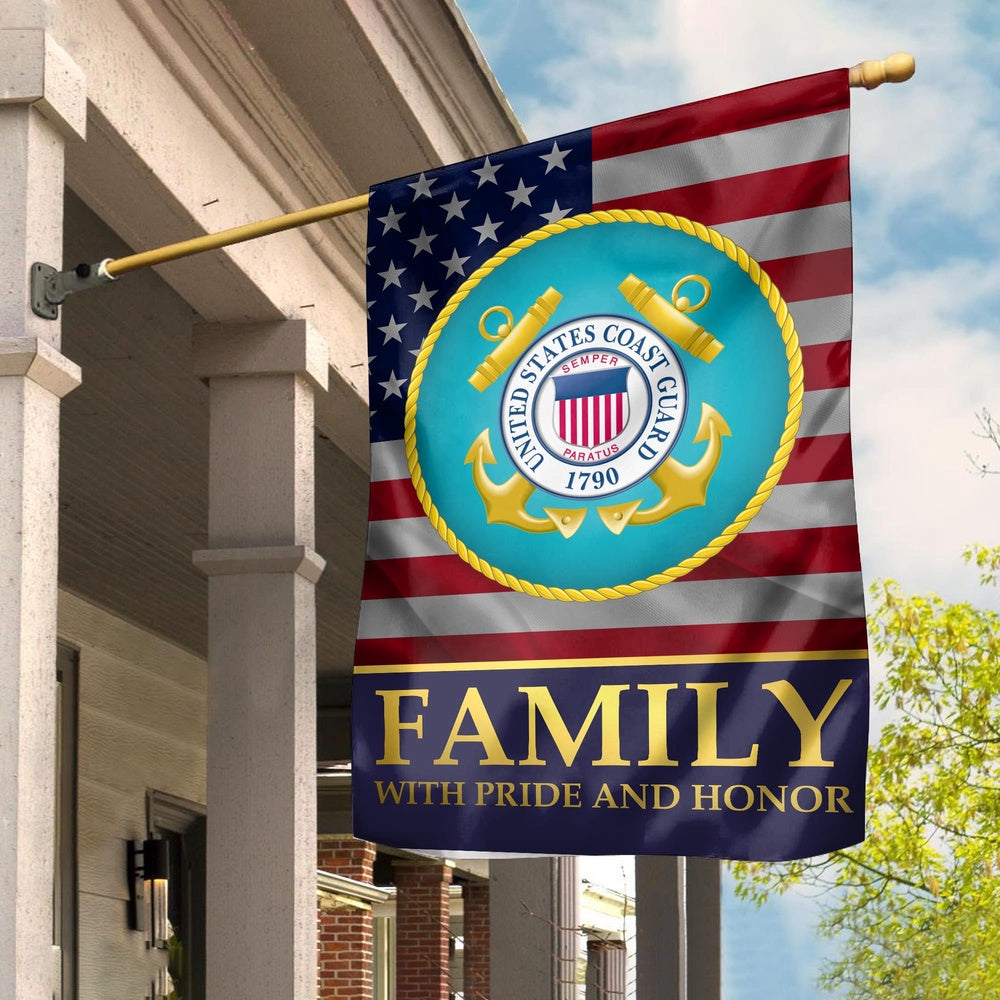 US Coast Guard Flag, Uscg Garden Flag, Coast Guard Family With Pride And Honor, Coastal American Flag, Veteran Day Gift