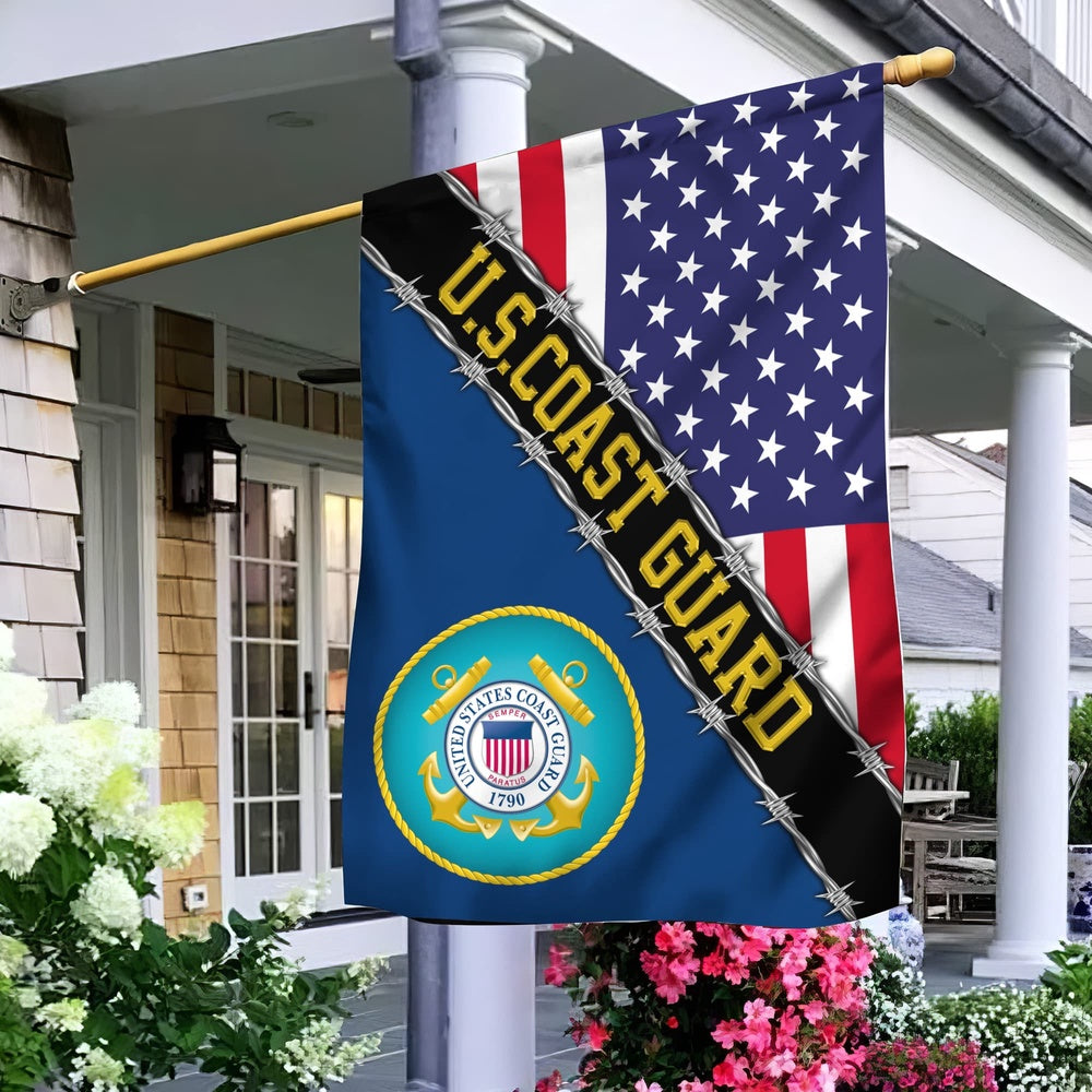 US Coast Guard Flag, Uscg Garden Flag, Gift For Veterans Day, Coastal American Flag, Veteran Day Gift