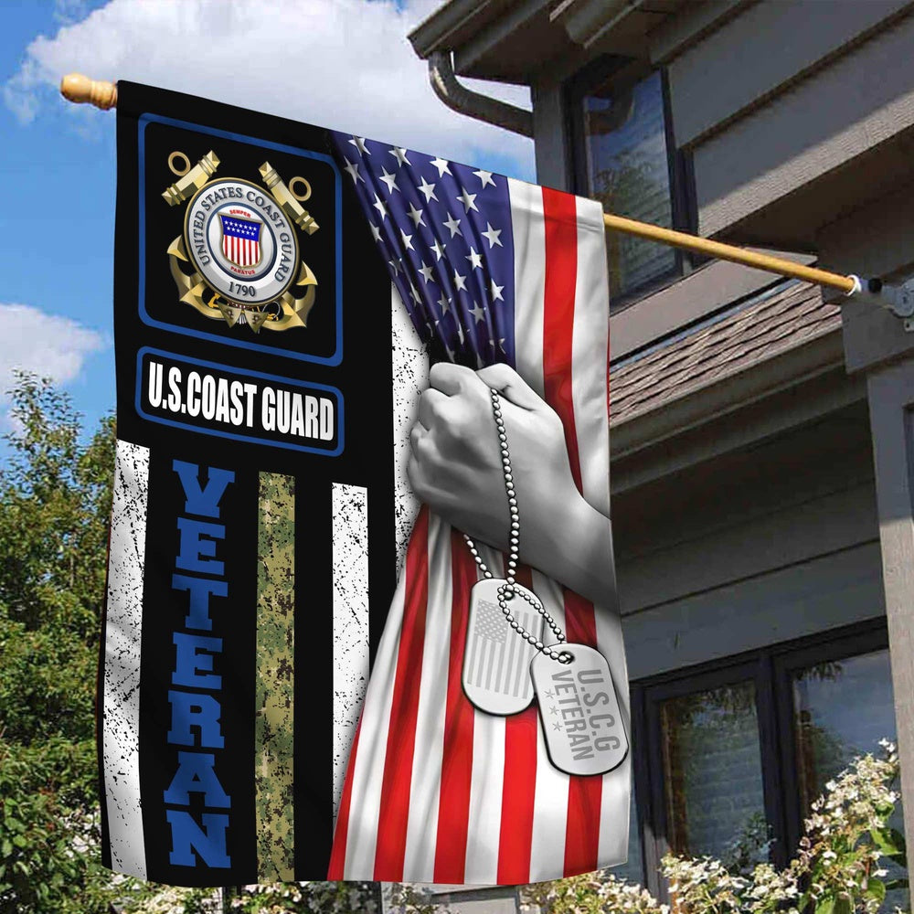 US Coast Guard Flag, Uscg Veteran 1 Garden Flag, Coastal American Flag, Veteran Day Gift