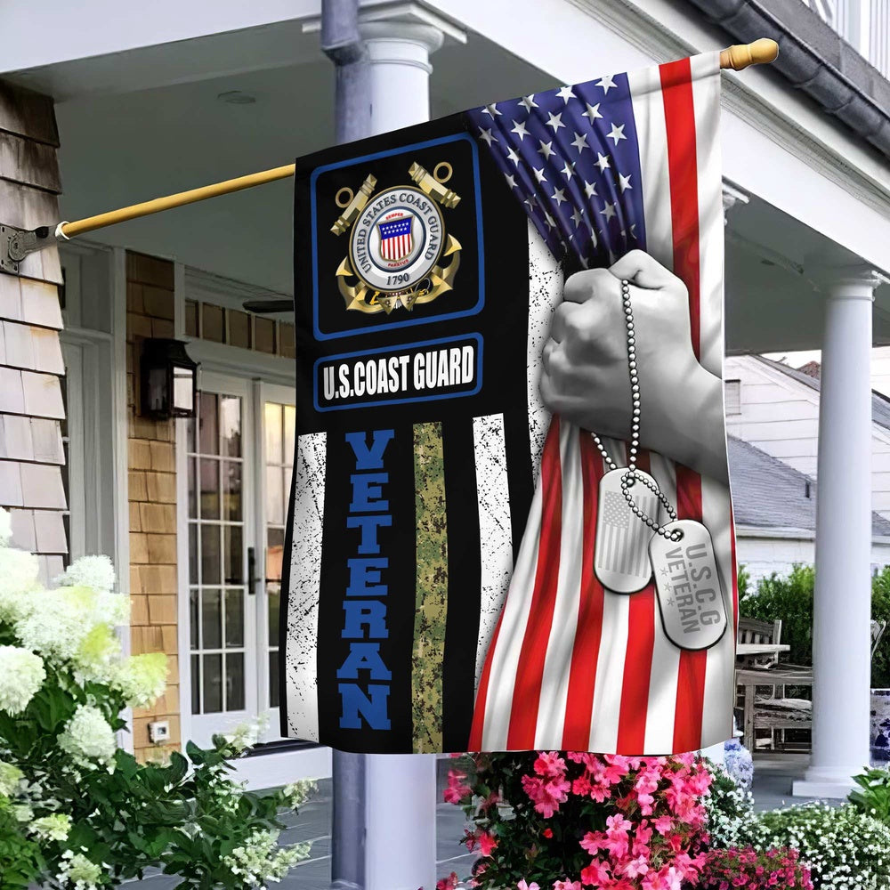 US Coast Guard Flag, Uscg Veteran 1 Garden Flag, Coastal American Flag, Veteran Day Gift