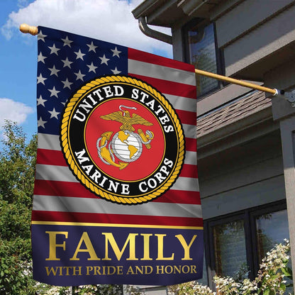 US Marine Corps Flag, USMC Garden Flag, Marine Family With Pride And Honor, US Marine Garden Flag, Veteran Garden Flags