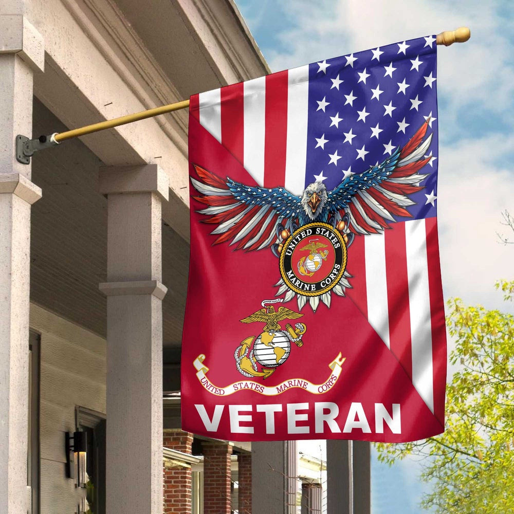 US Marine Corps Flag, US Marine Veteran Garden Flag, US Marine Garden Flag, Veteran Garden Flags