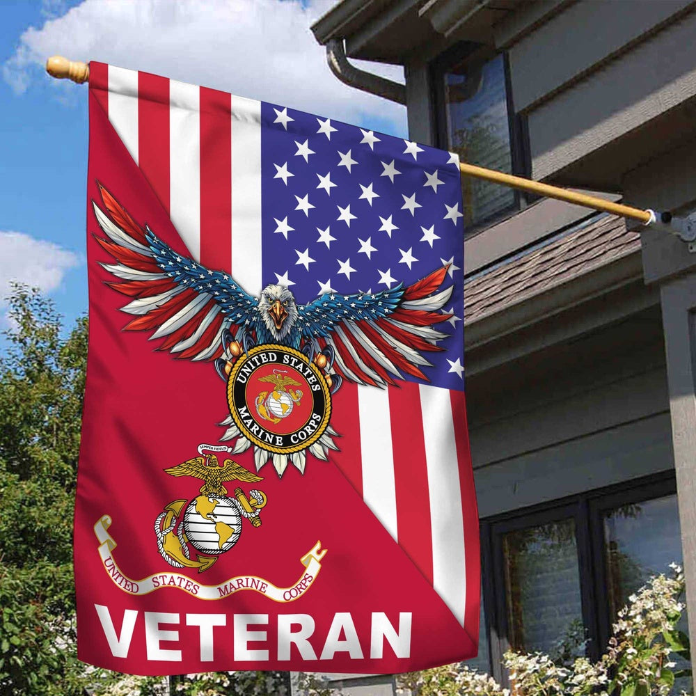 US Marine Corps Flag, US Marine Veteran Garden Flag, US Marine Garden Flag, Veteran Garden Flags