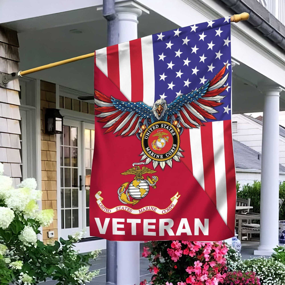 US Marine Corps Flag, US Marine Veteran Garden Flag, US Marine Garden Flag, Veteran Garden Flags