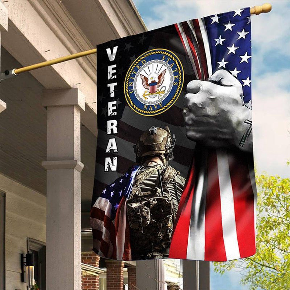 US Navy Veteran Flag, Bravery Navy Flag, US Navy Garden Flag, US Veteran Flag, Veteran Day Gift