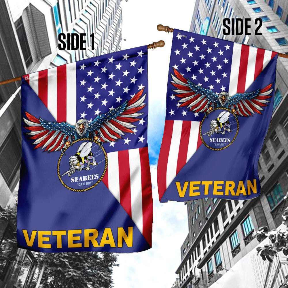 US Navy Veteran Flag, Navy Seabees Veteran American Us Flag, US Navy Garden Flag, US Veteran Flag, Veteran Day Gift