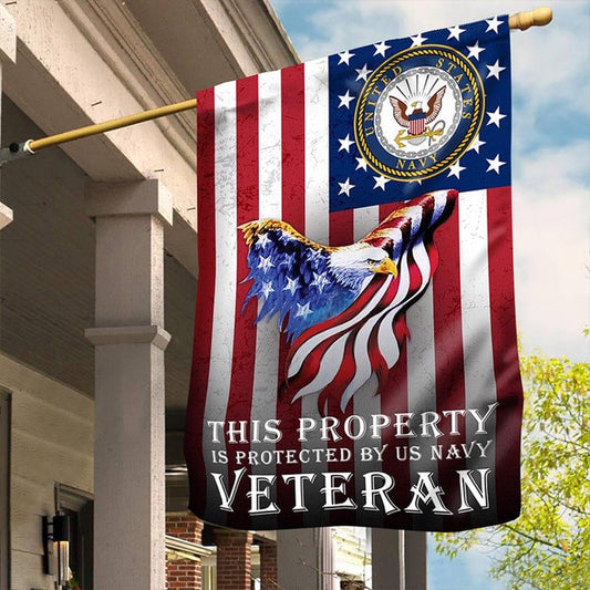 US Navy Veteran Flag, Protected Navy Flag, US Navy Garden Flag, US Veteran Flag, Veteran Day Gift