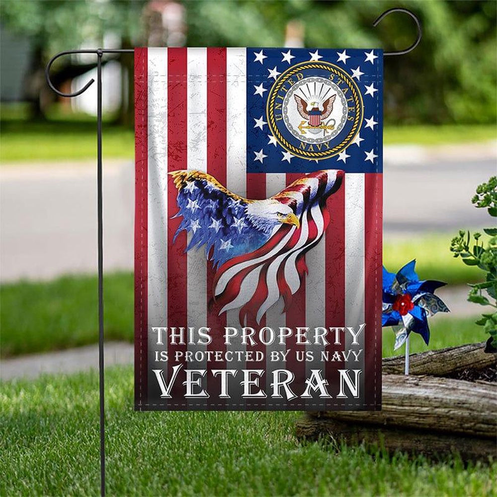 US Navy Veteran Flag, Protected Navy Flag, US Navy Garden Flag, US Veteran Flag, Veteran Day Gift