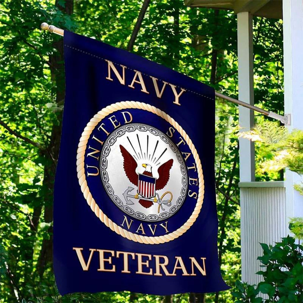 US Navy Veteran Flag, Proud Of American Forces Navy Flag, US Navy Garden Flag, US Veteran Flag, Veteran Day Gift