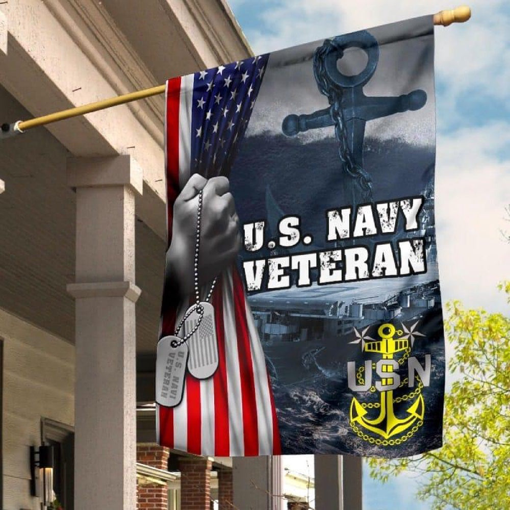 US Navy Veteran Flag, Proud Of Veterans Navy Flag, US Navy Garden Flag, US Veteran Flag, Veteran Day Gift
