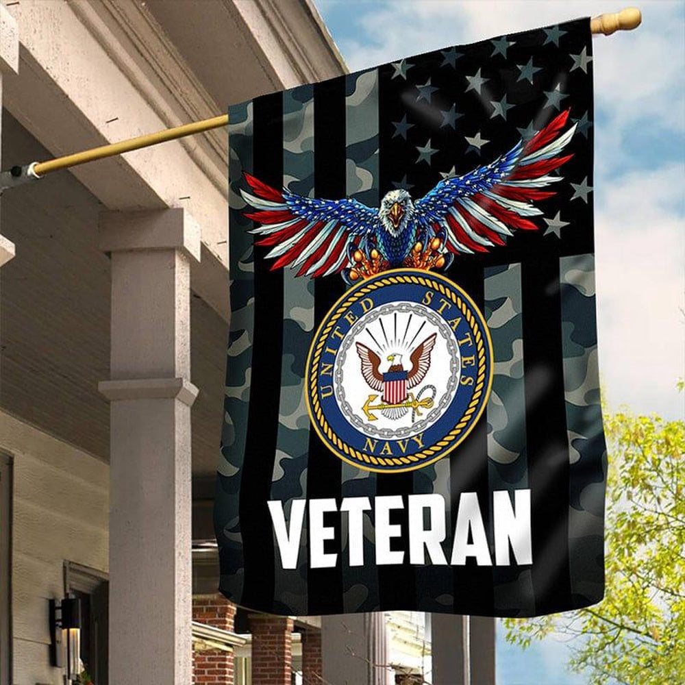 US Navy Veteran Flag, Strong In Spirit Navy Flag, US Navy Garden Flag, US Veteran Flag, Veteran Day Gift