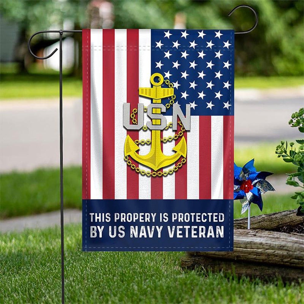 US Navy Veteran Flag, This Propery Is Protected Navy Flag, US Navy Garden Flag, US Veteran Flag, Veteran Day Gift