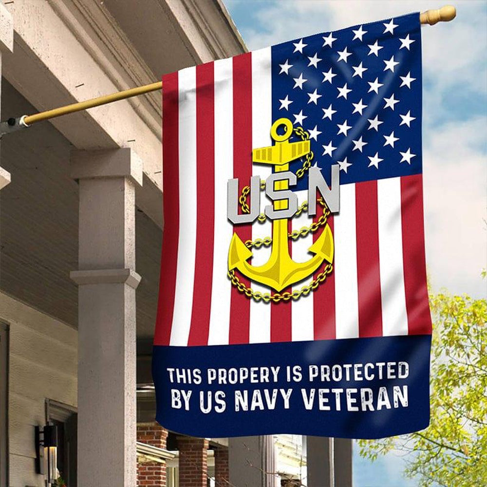 US Navy Veteran Flag, This Propery Is Protected Navy Flag, US Navy Garden Flag, US Veteran Flag, Veteran Day Gift
