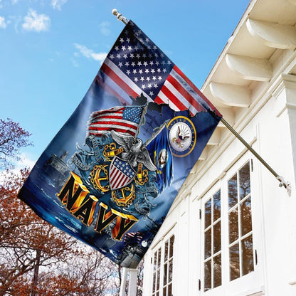 US Navy Veteran Flag, United States Navy America Flag, US Navy Garden Flag, US Veteran Flag, Veteran Day Gift