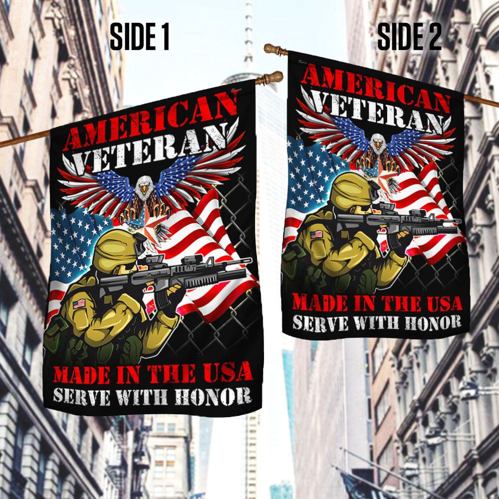 US Veteran Flag, American Veteran Memorial Made In The Usa Serve With Honor Flag, Veteran Garden Flags