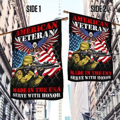 US Veteran Flag, American Veteran Memorial Made In The Usa Serve With Honor Flag, Veteran Garden Flags