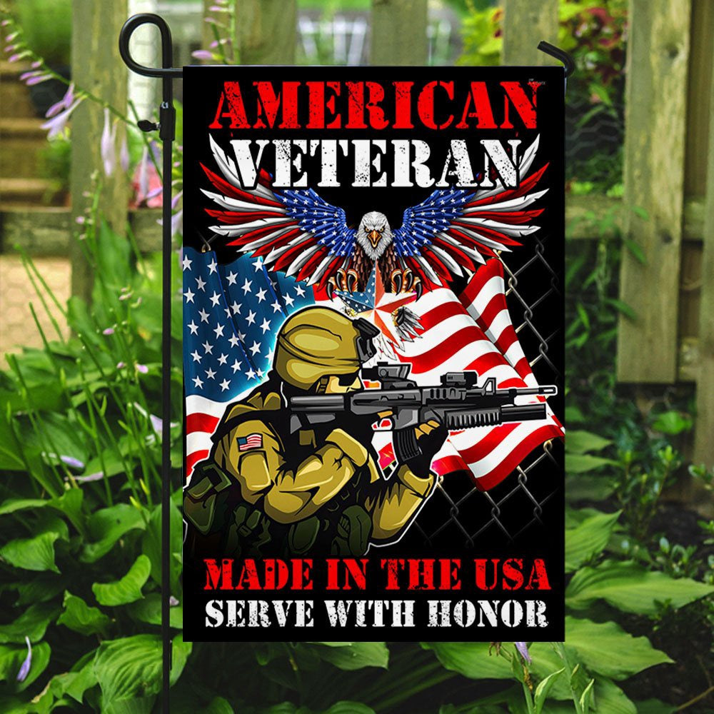 US Veteran Flag, American Veteran Memorial Made In The Usa Serve With Honor Flag, Veteran Garden Flags