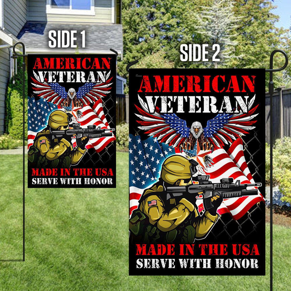 US Veteran Flag, American Veteran Memorial Made In The Usa Serve With Honor Flag, Veteran Garden Flags