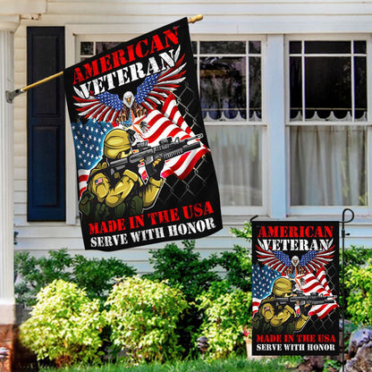 US Veteran Flag, American Veteran Memorial Made In The Usa Serve With Honor Flag, Veteran Garden Flags