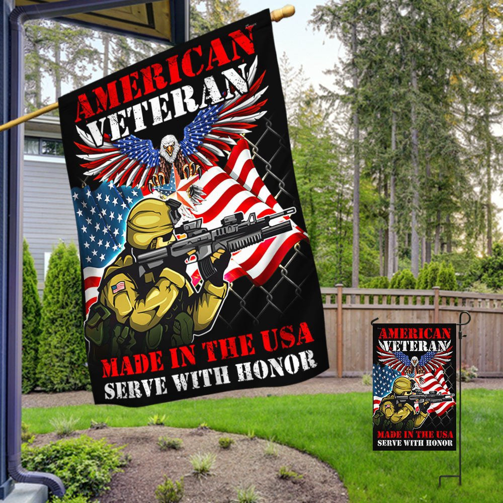 US Veteran Flag, American Veteran Memorial Made In The Usa Serve With Honor Flag, Veteran Garden Flags
