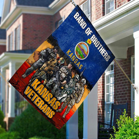 US Veteran Flag, Band Of Brothers Kansas Veterans 3D Printed Flag, Veteran Garden Flags