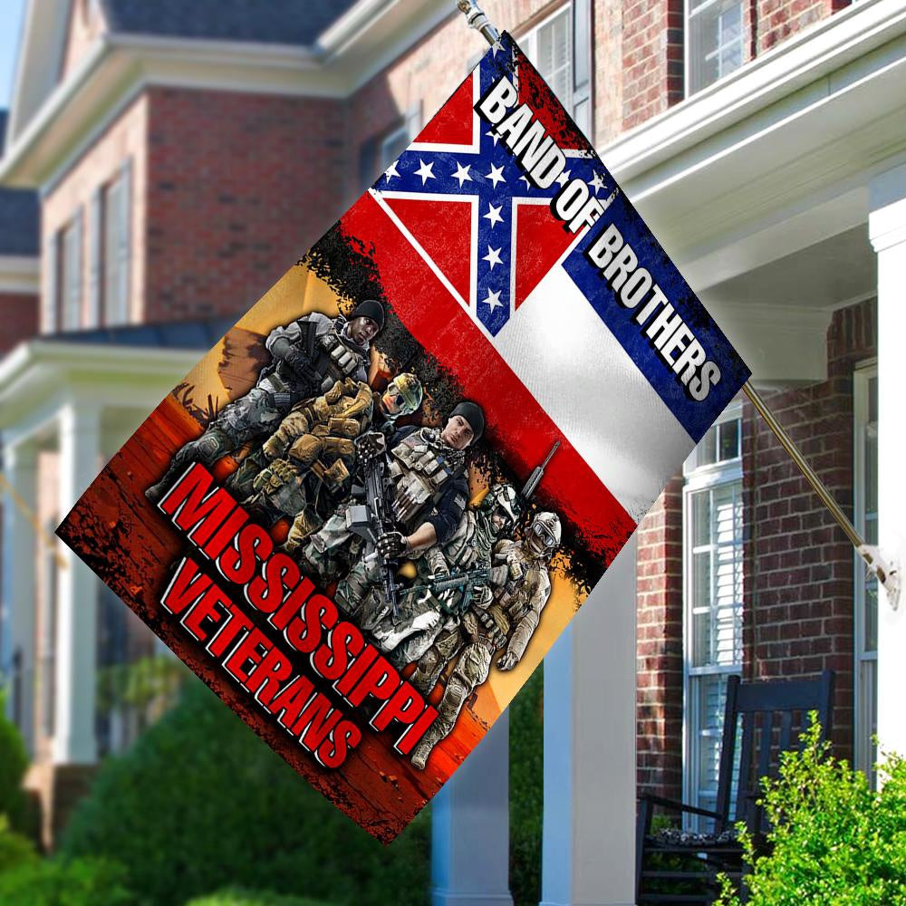 US Veteran Flag, Band Of Brothers Mississippi Veterans 3D Printed Flag, Veteran Garden Flags