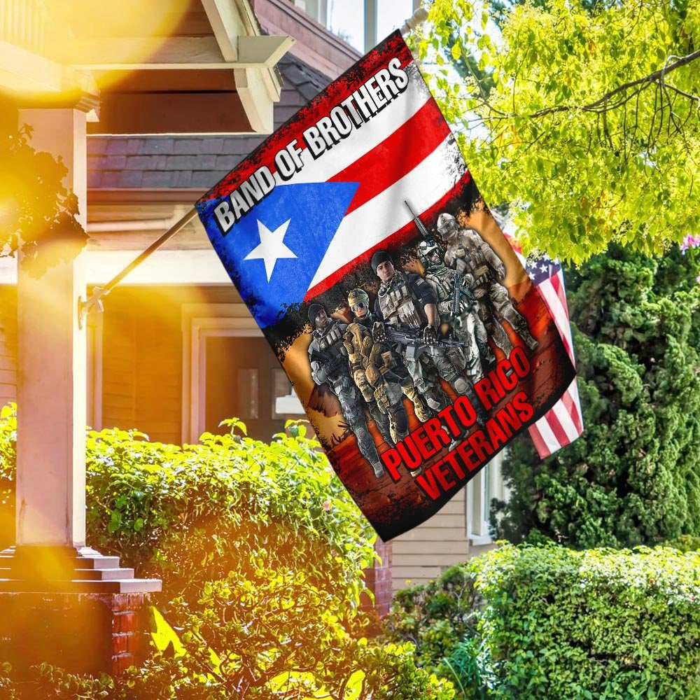 US Veteran Flag, Band Of Brothers Puerto Rico Veterans Flag, Veteran Garden Flags