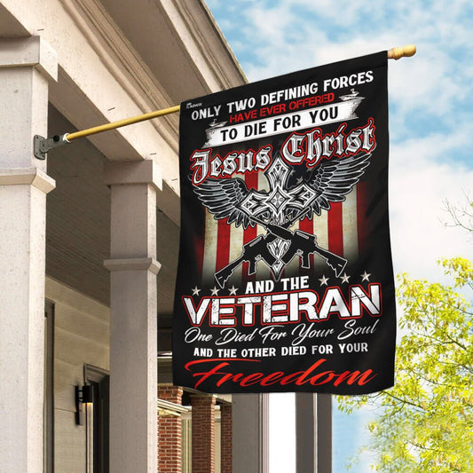 US Veteran Flag, Christian Jesus Veteran Flag, Veteran Garden Flags