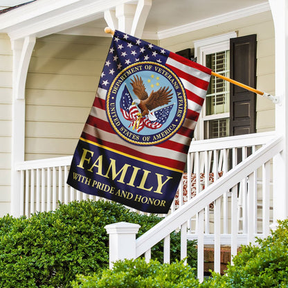 US Veteran Flag, Family With Pride And Honor Us Veterans Flag, Veteran Garden Flags