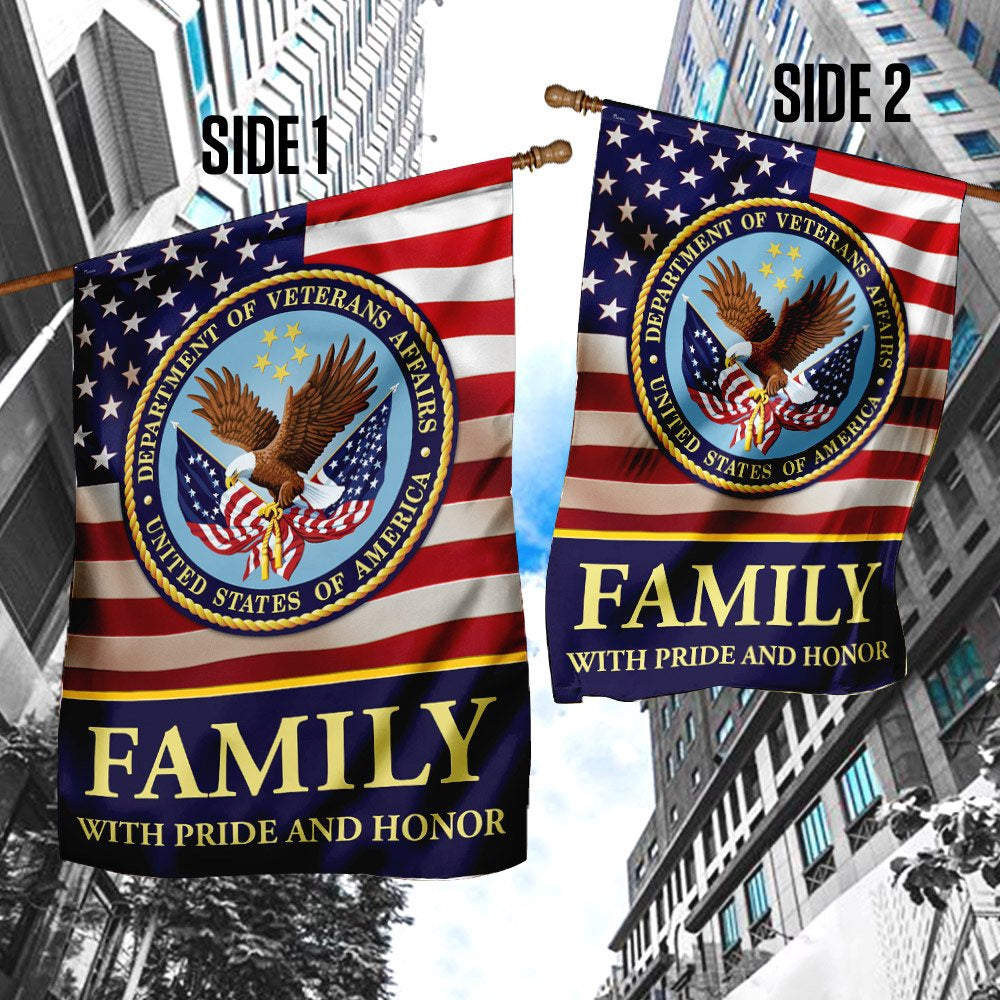 US Veteran Flag, Family With Pride And Honor Us Veterans Flag, Veteran Garden Flags