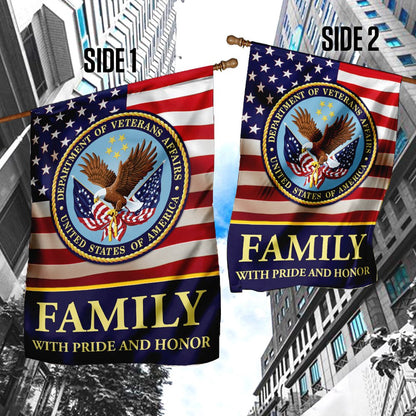 US Veteran Flag, Family With Pride And Honor Us Veterans Flag, Veteran Garden Flags