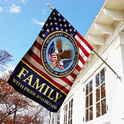 US Veteran Flag, Family With Pride And Honor Us Veterans Flag, Veteran Garden Flags