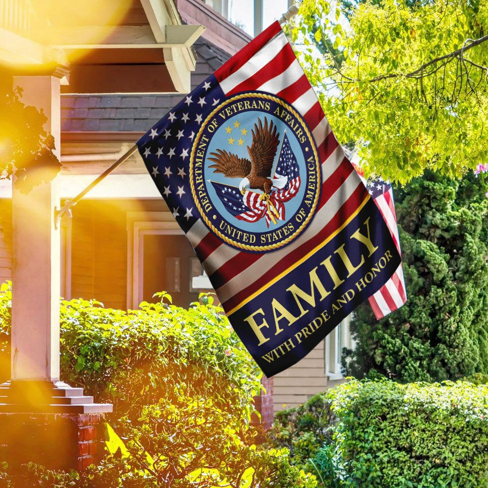 US Veteran Flag, Family With Pride And Honor Us Veterans Flag, Veteran Garden Flags