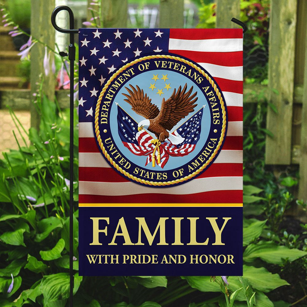 US Veteran Flag, Family With Pride And Honor Us Veterans Flag, Veteran Garden Flags