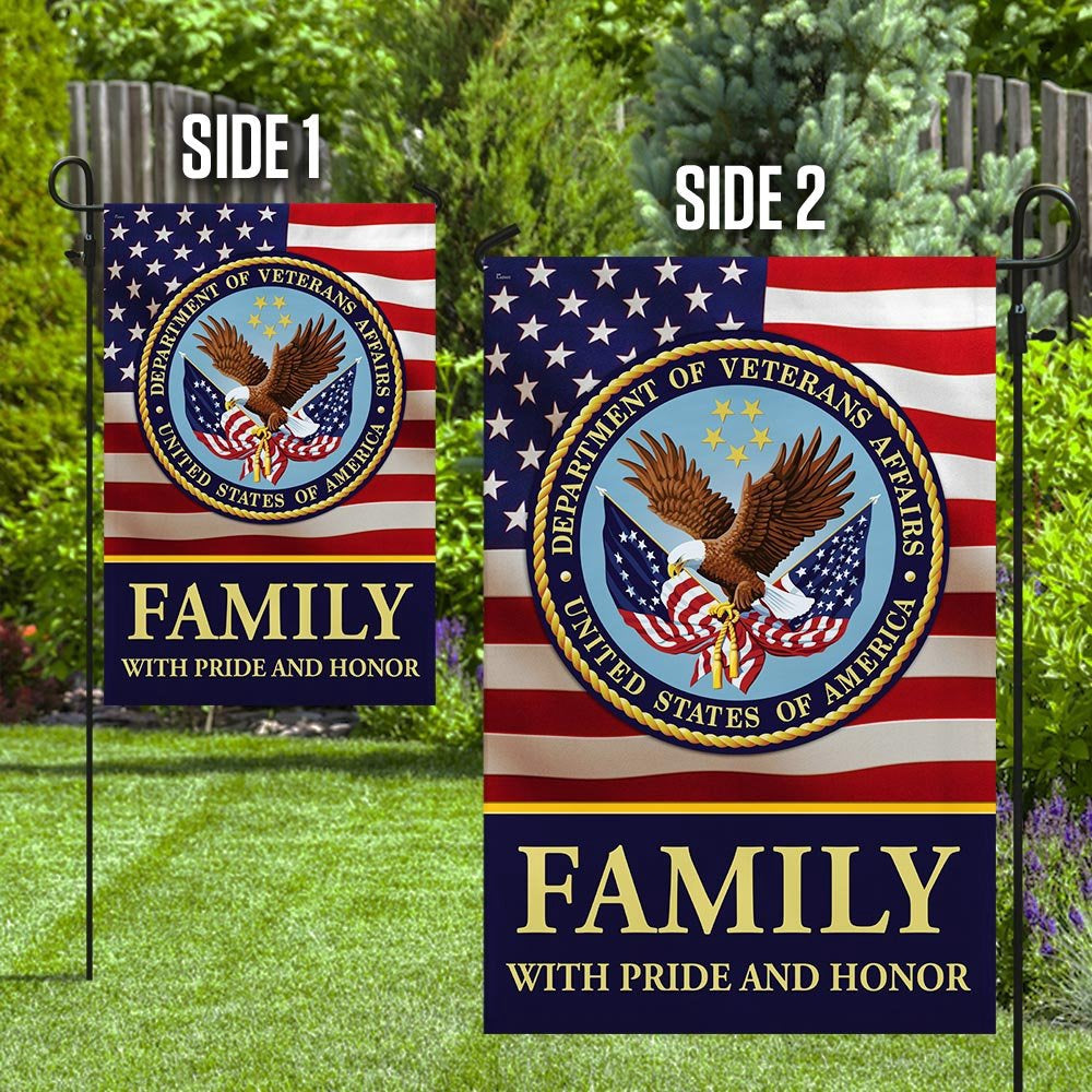 US Veteran Flag, Family With Pride And Honor Us Veterans Flag, Veteran Garden Flags