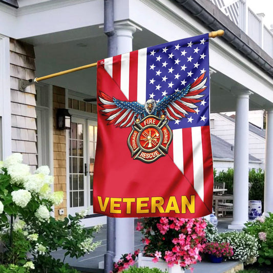 US Veteran Flag, Firefighter Veteran American Us Flag, Veteran Garden Flags
