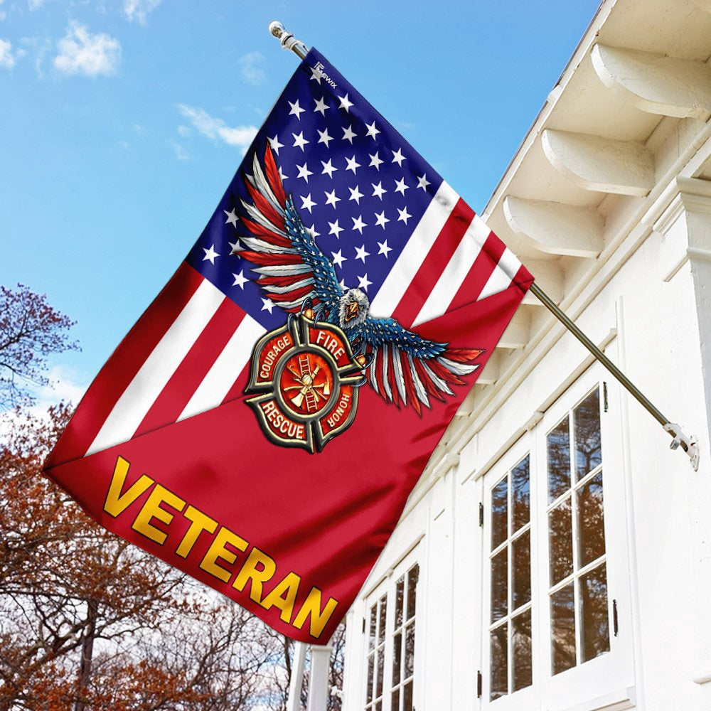 US Veteran Flag, Firefighter Veteran American Us Flag, Veteran Garden Flags