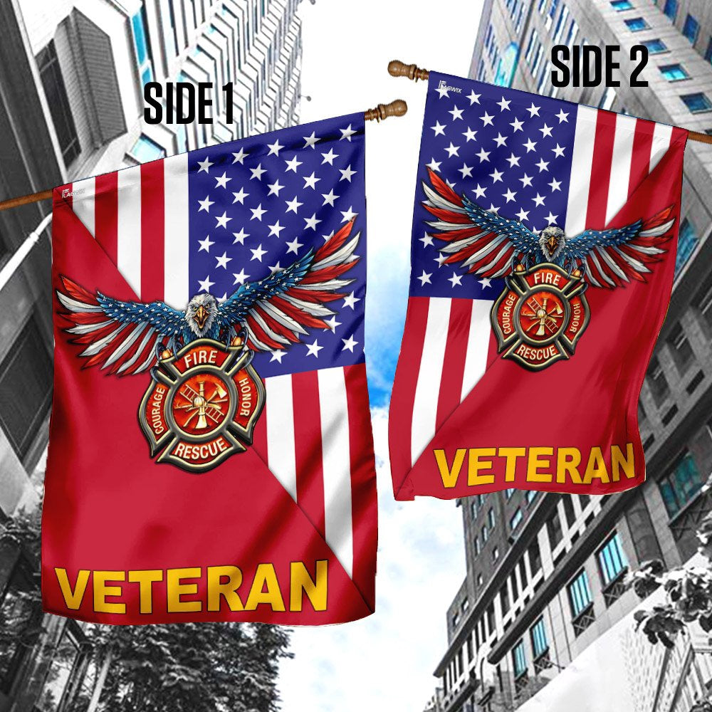 US Veteran Flag, Firefighter Veteran American Us Flag, Veteran Garden Flags