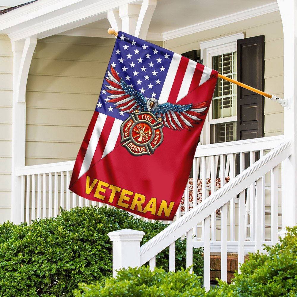 US Veteran Flag, Firefighter Veteran American Us Flag, Veteran Garden Flags