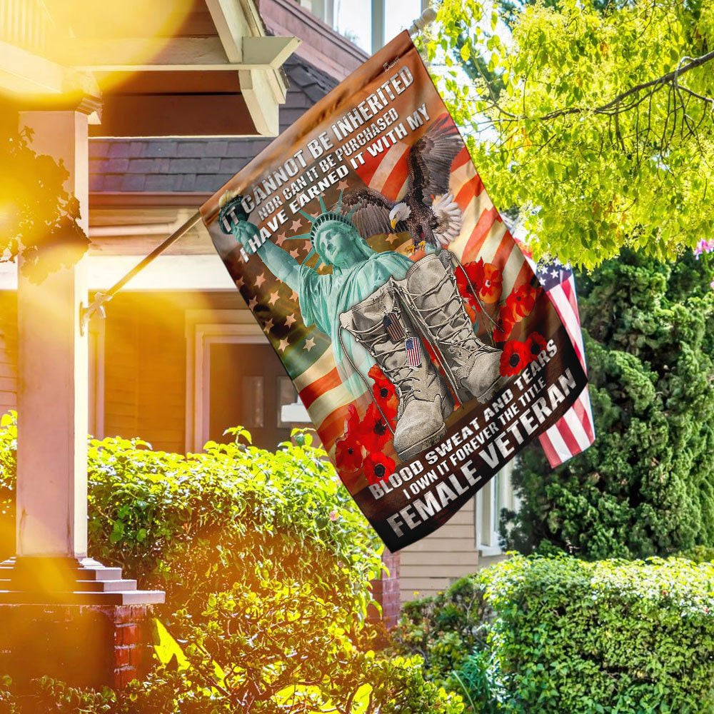 US Veteran Flag, Forever The Title Female Veteran Flag, Veteran Garden Flags