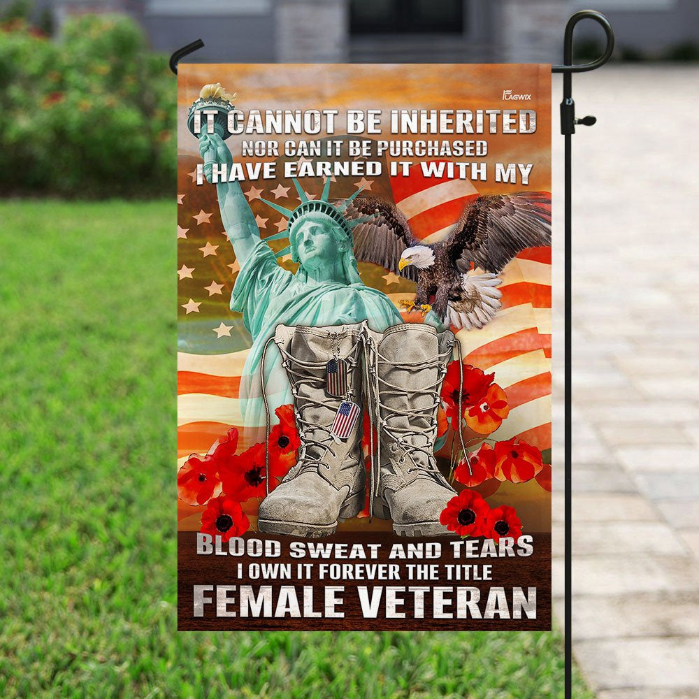 US Veteran Flag, Forever The Title Female Veteran Flag, Veteran Garden Flags