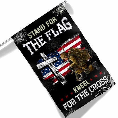 US Veteran Flag, God Veteran Stand For The Flag Kneel For The Cross Flag, Veteran Garden Flags