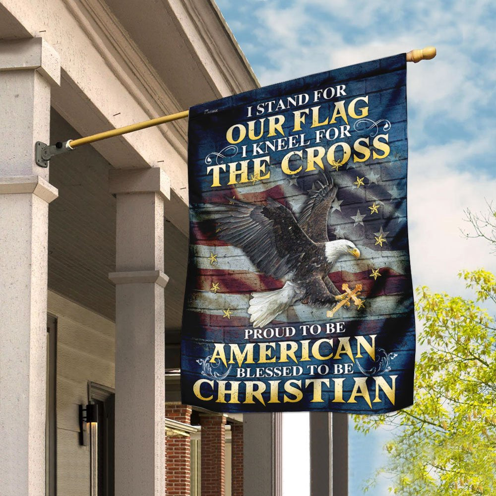 US Veteran Flag, I Stand For Our Flag I Kneel For The Cross Flag, Veteran Garden Flags